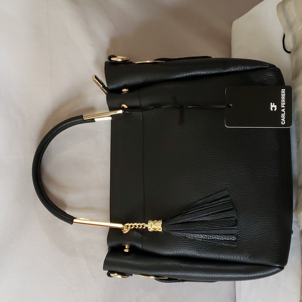 NEW Carla Ferreri Top Handle Leather Tote Bag - Made in Italy